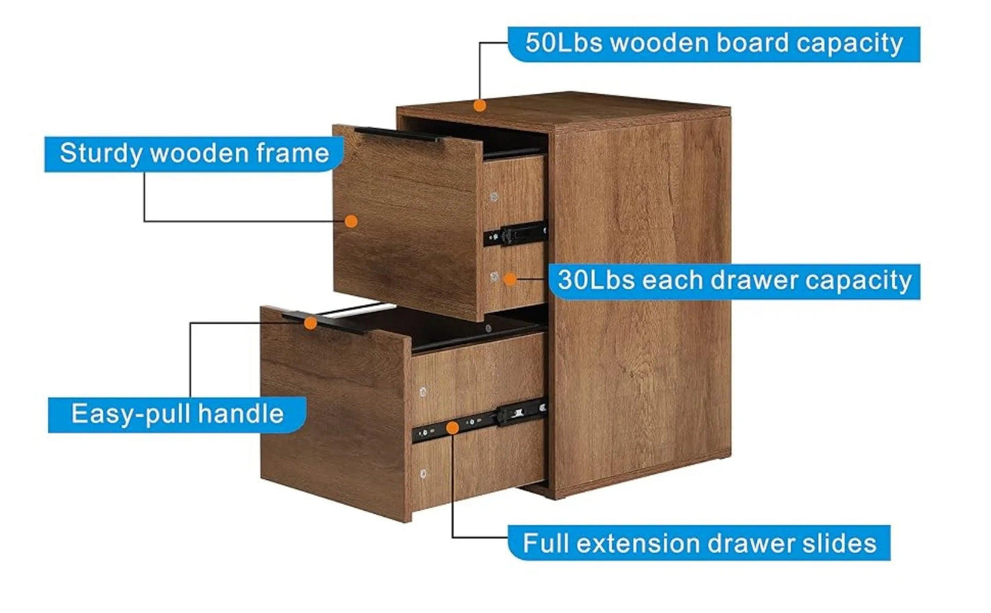 GREATMEET Wood 2 Drawer File Cabinet, Wooden Vertical Filing Cabinet Fits Hanging Files Letter for Home Office