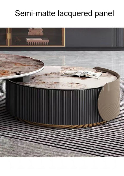 New Light Luxury Round Coffee Table Combination Retractable End Table Combination Simple Modern Household Small Apartment Type