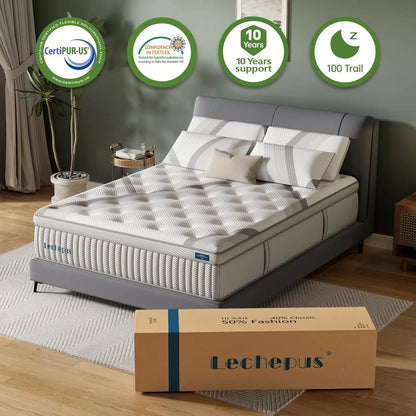 Queen Mattress,14Inch Memory Foam Hybrid Mattress with Pocket Spring, Mattress in Box, Motion Isolation, Medium Plush Mattress