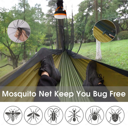 Anti Outdoor Camping Hammock With Mosquito Net And Rain Tent Equipment Supplies Shelters Camp Bed Survival Portable Hammock