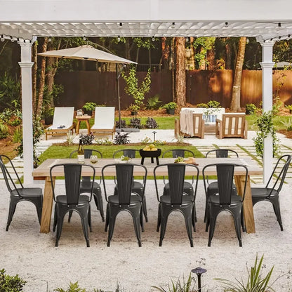 Indoor-Outdoor Use Stackable Chic Dining Bistro Cafe Side Metal Chairs Set of 4 Dining ChairLMYX