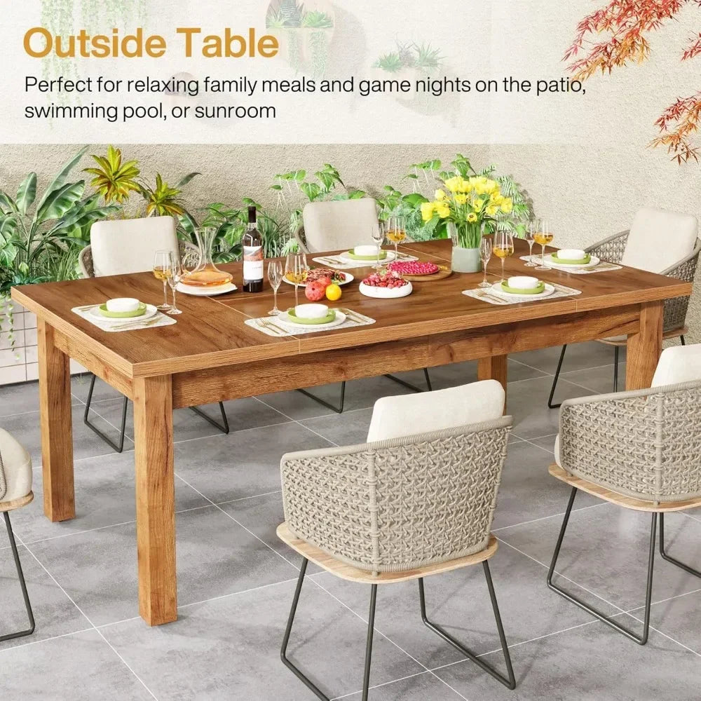 Dining Table for 6-8 People, 70.87" Wood Modern Large Rectangle Kitchen Table, Furniture with Thickened Legs, Dining Table