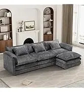 Sectional Sofa Couch,4 Seat Set for Living Room,Convertible L-Shaped Velvet Couch Set with Chaise Lounge,114 inche