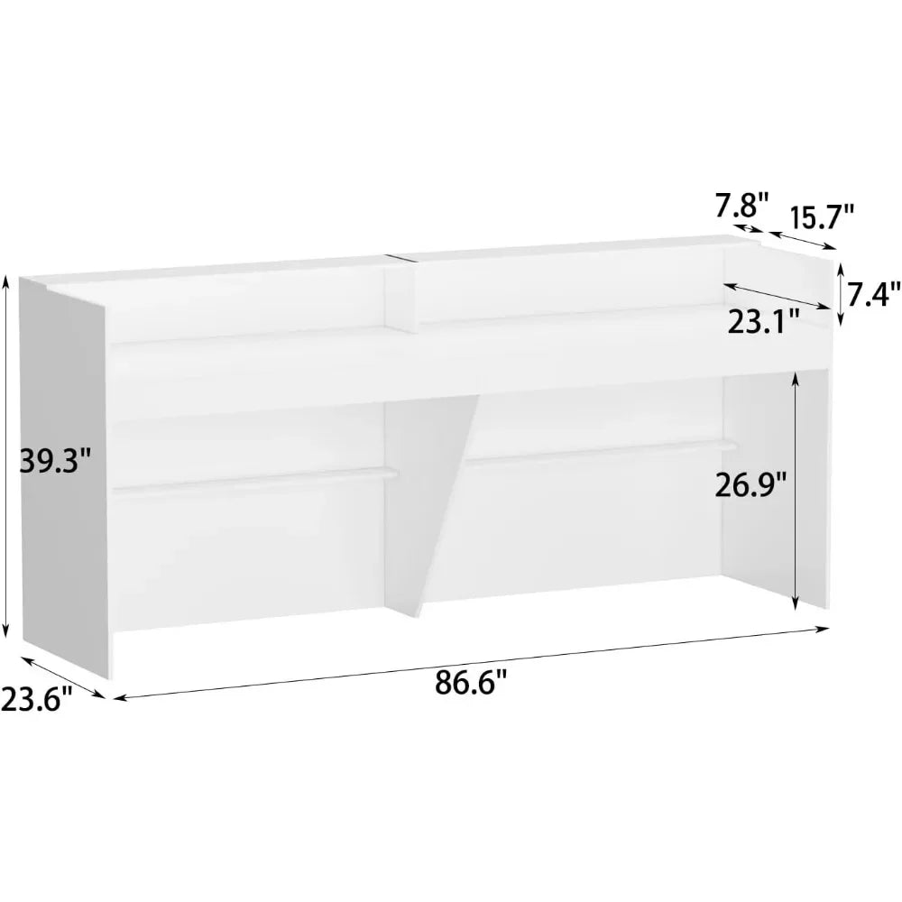 Extra Long Reception Desk with Drawers, Modern Pattern, Office Desk Reception Counter Table 2 Person