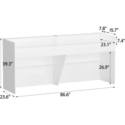 Extra Long Reception Desk with Drawers, Modern Pattern, Office Desk Reception Counter Table 2 Person