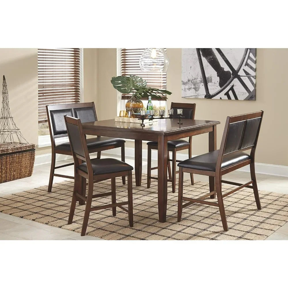 Counter Height Dining Set, Includes Table & 4 Barstools, Brown,Contemporary 5 Piece Dining Sets