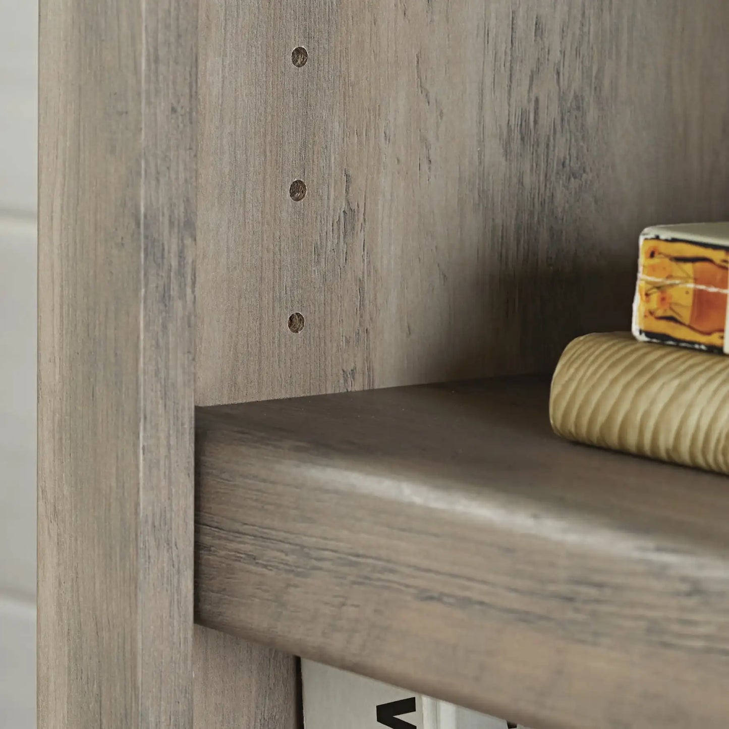 5 shelves of bookcases, study bookshelves with rustic grey finish