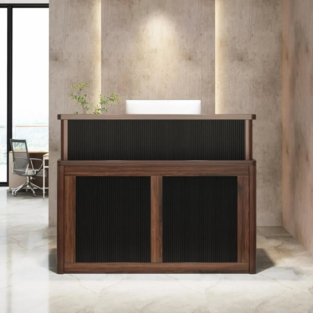 Reception Desk with Counter, 47 Inch Small Reception Room Table Office Front Desk, Retail Checkout Counter for Lobby, Salon