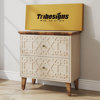 Tribesigns 2 Drawer Lateral File Cabinet, Office Filing Cabinet for A4 / Letter /Legal Size Files, Wood Storage Printer Stand