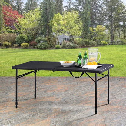 Mainstays 4 Foot Fold-in-Half Adjustable Folding Table, Rich Black