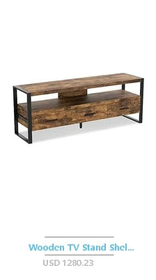 Wooden TV Stand Up to 50" TVs Black Contemporary Media Console 37.4 lbs 47.63 x 15.55 x 22.79