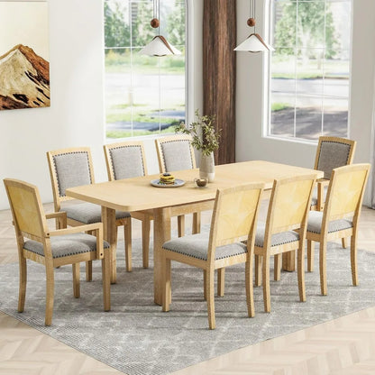 9-Piece Rectangular Dining Table Set,for 8 Extendable,with 8 Dining Chairs,dinning tables sets