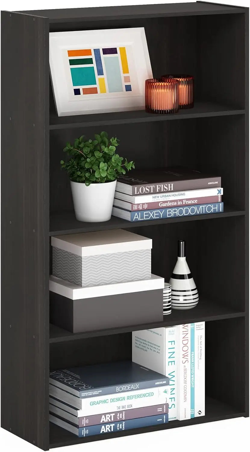 Furinno Pasir 4-Tier Bookcase / Bookshelf / Storage Shelves, Espresso