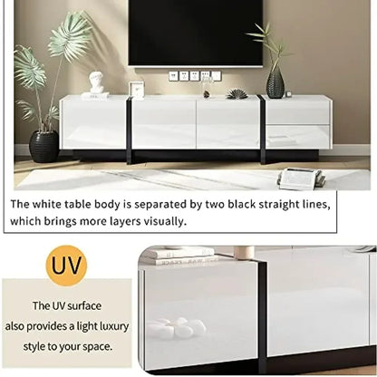 Contemporary Rectangle TV Stand for Television Up to 80", Unique Style Console Table, Modern Storage Cabinet for Living Room